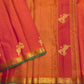Burnt Coral Orange Handwoven Pure Silk Kanchipuram Vairaoosi Saree with Yazhi Motif