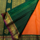 Burnt Orange Kanjivaram saree with Deep Forest Green Gandaberunda zari border