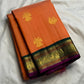 Burnt Orange Handwoven Pure Silk Kanjivaram Butta saree with Gandaberunda zari motifs
