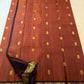 Burnt Rust pure silk Kanjivaram Korvai saree with Deep Brown contrast border.
