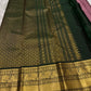 Dusty Mauve pure silk Kanjeevaram saree, Butta weave with Deep Green border — border detail