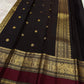 Emerald Green pure silk Kancheepuram saree, Butta weave with Deep Aubergine border — additional detail view