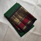 Deep Forest Green pure silk Kanjipuram saree, Butta weave with Deep Aubergine border — selvedge detail