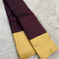 Butter yellow border of deep aubergine Kanchipuram silk saree, border detail
