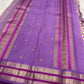 Buttercream Ivory Handwoven Pure Silk Kanchipuram Saree with Oodha Purple Varisaipet Zari Border