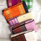 Buttercream Ivory Handwoven Pure Silk Kanchipuram Saree with Oodha Purple Varisaipet Zari Border