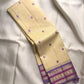 Buttercream Ivory Handwoven Pure Silk Kanchipuram Saree with Oodha Purple Varisaipet Zari Border