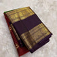 Authentic Kancheepuram Rettapet silk saree with aubergine purple and contrasting rust red heirloom palette