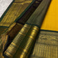 Canary Yellow and Deep Forest Green Handwoven Pure Silk KanchiPattu Saree with Vanasringaram Yaanai Border