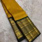 Canary Yellow and Deep Forest Green Handwoven Pure Silk KanchiPattu Saree with Vanasringaram Yaanai Border