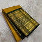 Canary Yellow and Deep Forest Green Handwoven Pure Silk KanchiPattu Saree with Vanasringaram Yaanai Border