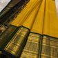 Canary Yellow and Deep Forest Green Handwoven Pure Silk KanchiPattu Saree with Vanasringaram Yaanai Border