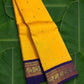 Canary Yellow and Violet Korvai Kanchi Pattu Silk Saree with Maanga Butta and Yaanai Border