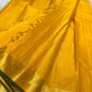 Canary Yellow Handwoven Pure Silk Kanchipuram Saree with Zari Kattam Body and Gold Zari Border