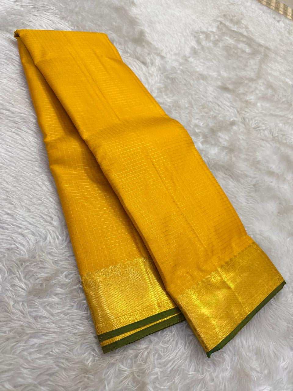 Canary Yellow Handwoven Pure Silk Kanchipuram Saree with Zari Kattam Body and Gold Zari Border