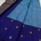 Cerulean Blue Kanchipuram silk with dense floral Kodi-Valli gold zari weaving