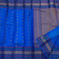 Double warp body weave on cerulean blue handwoven Kanchipuram pure silk saree — Idam Living