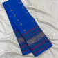 Rich multi-colour pattupet pallu in gold zari on cerulean blue Kanjivaram silk saree — Idam Living