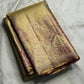 Champagne Gold Handwoven Pure Silk Kanjipuram Saree with Antique Rose Ornamental Border
