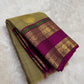 Champagne gold Kanjipuram Rettapet pure silk saree, folded view.