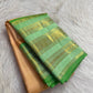Champagne Peach Handwoven Pure Silk KanchiPattu Saree with Varisaipet Weave and Mint Green Zari Border