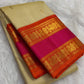 Rettapet Kanchipuram saree with layered orange, magenta and classic-gold zari border registers.