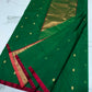 Fresh green Chanderi Katan silk saree, zari detail close-up