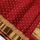 Vermilion red handwoven Chanderi Katan silk saree, full saree view — Idam Living