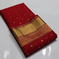 Vermilion red Chanderi Katan silk saree, gold butta body detail