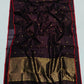 Deep aubergine Chanderi Pattu silk saree, body and gold butta detail