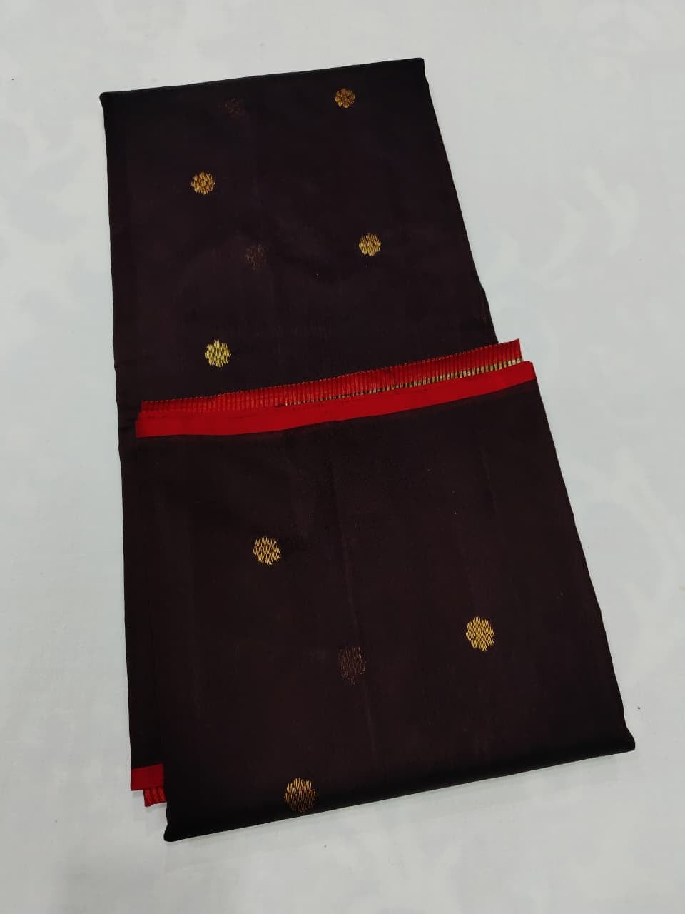 Deep aubergine Chanderi Pattu silk saree, pallu detail