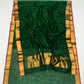 Emerald green handwoven Chanderi Pattu silk saree, full saree view — Idam Living