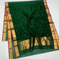 Emerald green Chanderi Pattu silk saree, pallu detail