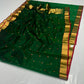 Emerald green Chanderi Pattu silk saree, zari detail close-up