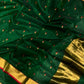 Emerald green Chanderi Pattu silk saree, border close-up