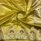 Golden yellow handwoven Chanderi Pattu silk saree, full saree view — Idam Living