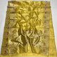 Golden yellow Chanderi Pattu silk saree, woven motif body detail