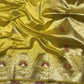 Golden yellow Chanderi Pattu silk saree, pallu detail