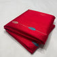 Full-length view of ruby crimson handwoven Chanderi saree