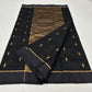 Midnight black Chanderi saree border with a fine golden line