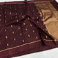 Deep burgundy Handloom Chanderi saree with restrained gold zari detailing