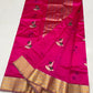 Antique-gold border of Vadamalli pink Chanderi saree