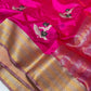Rose-gold woven pallu of Vadamalli pink Chanderi saree