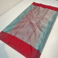 Mist blue Chanderi Tissue Silk saree with crimson borders, tiny gold-toned dots and rose-silver jari pallu
