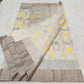 Pastel floral vines in butter yellow and blush pink on warm ivory Chanderi