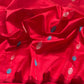 Ruby crimson Chanderi saree traditional weaving detail
