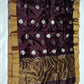 Delicate weave detail of deep jamun plum Chanderi saree