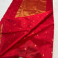 True Red Pure Silk Chanderi Saree with Floral Butta and Traditional Zari
