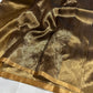 Burnished bronze Chanderi Katan Silk saree, alternate view of the walnut-brown to antique-gold shimmering body.