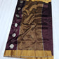 Deep jamun plum Chanderi saree pallu with bronze-gold lines